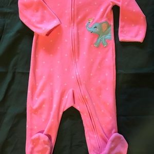 Baby Girls Pink Fleece Footed PJ’S